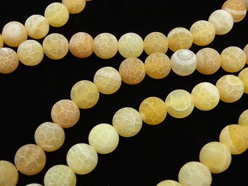 Frost Yellow Color Agate Round 10mm Antique Finish 1strand beads (aprx.15inch/36cm)