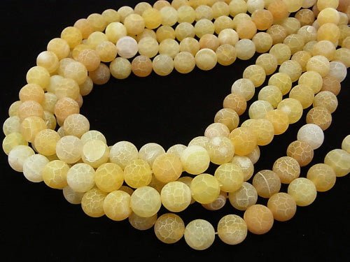 Frost Yellow Color Agate Round 10mm Antique Finish 1strand beads (aprx.15inch/36cm)