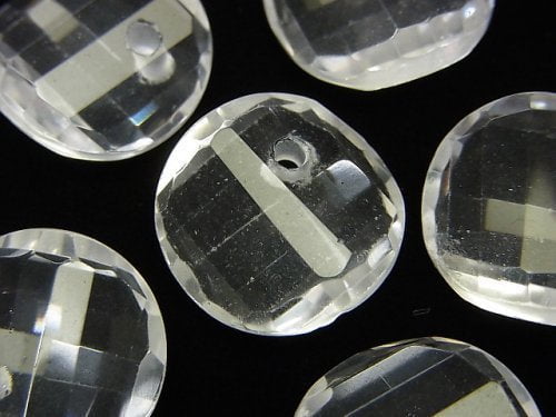 Coin, Crystal Quartz, Twist Gemstone Beads