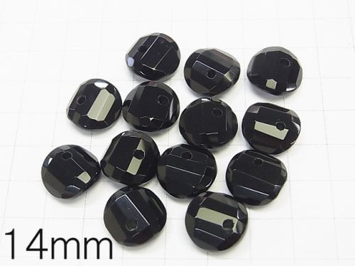 Onyx  Twist xMultiple Facets Faceted Coin  [14mm][16mm][18mm] 5pcs $7.79