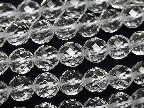 Crystal Quartz, Faceted Round, Twist Gemstone Beads