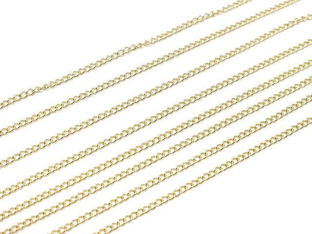 14KGF Flat Curb Chain 1.5mm [40cm][45cm] Necklace 1pc