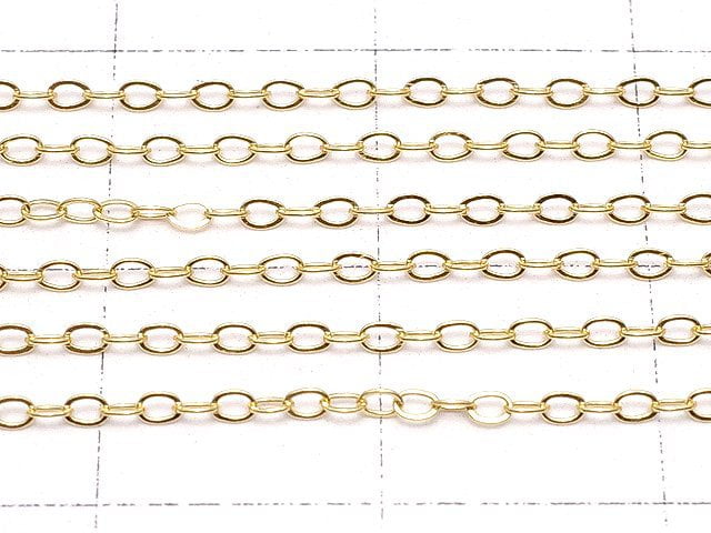 14KGF Flat Cable Chain 1.3mm [40cm][45cm] Necklace 1pc