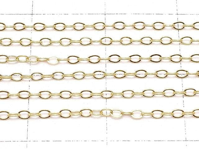 14KGF Flat Cable Chain 1.3mm [40cm][45cm] Necklace 1pc