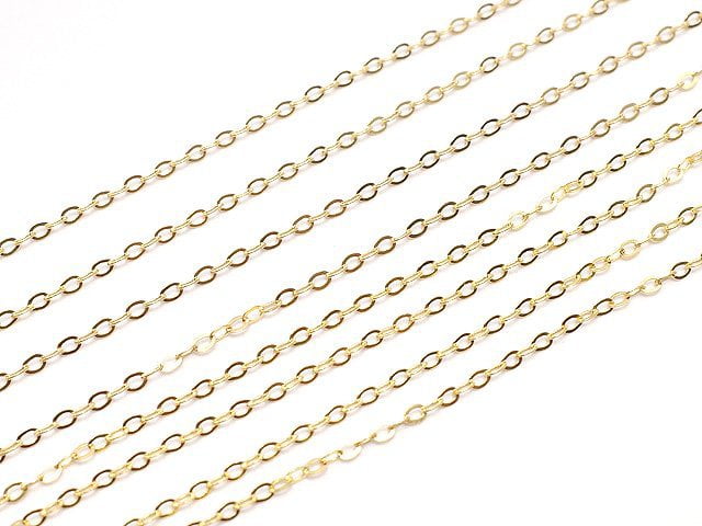 14KGF Flat Cable Chain NO.2 1.3mm [40cm][45cm] Necklace 1pc