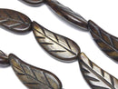Buffalo Horn Leaf 32x12x4mm Brown Oxidized Finish half or 1strand beads (aprx.14inch/34cm)