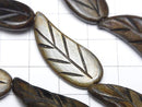 Buffalo Horn Leaf 32x12x4mm Brown Oxidized Finish half or 1strand beads (aprx.14inch/34cm)