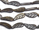 Buffalo Horn Leaf 32x12x4mm Brown Oxidized Finish half or 1strand beads (aprx.14inch/34cm)
