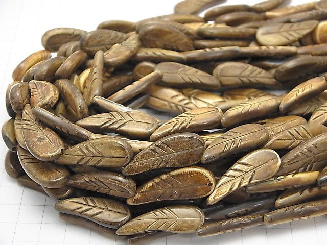 1strand $8.79! Buffalo Horn Leaf 32x12x4mm Brown Oxidized Finish 1strand beads (aprx.15inch / 36cm)