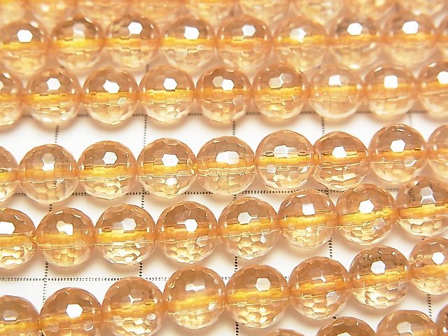 [Video] Golden Aura Crystal Quartz 128Faceted Round 6mm half or 1strand beads (aprx.15inch / 38cm)