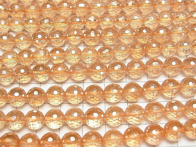 [Video] Golden Aura Crystal Quartz  128Faceted Round 8mm half or 1strand beads (aprx.15inch/38cm)