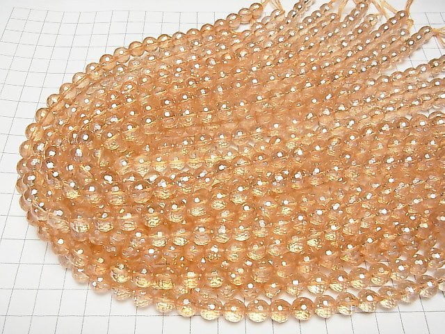 [Video] Golden Aura Crystal Quartz  128Faceted Round 8mm half or 1strand beads (aprx.15inch/38cm)