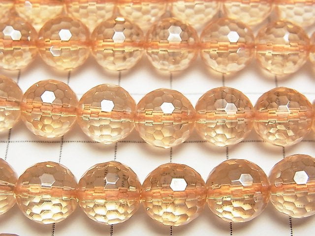 [Video] Golden Aura Crystal Quartz  128Faceted Round 10mm half or 1strand beads (aprx.15inch/38cm)