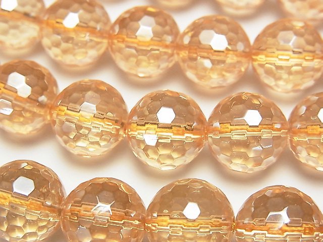 [Video]Golden Aura Crystal Quartz 128Faceted Round 12mm 1/4 or 1strand beads (aprx.15inch/38cm)