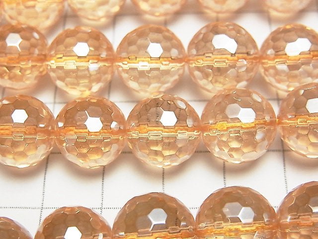 [Video]Golden Aura Crystal Quartz 128Faceted Round 12mm 1/4 or 1strand beads (aprx.15inch/38cm)