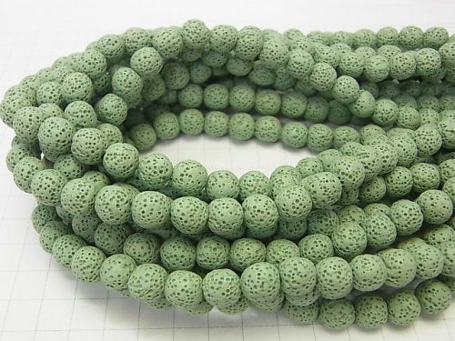 1strand $3.79! Light Green Color Lava Round 6, 8, 10, 12 mm 1strand beads (aprx.15inch / 36 cm)