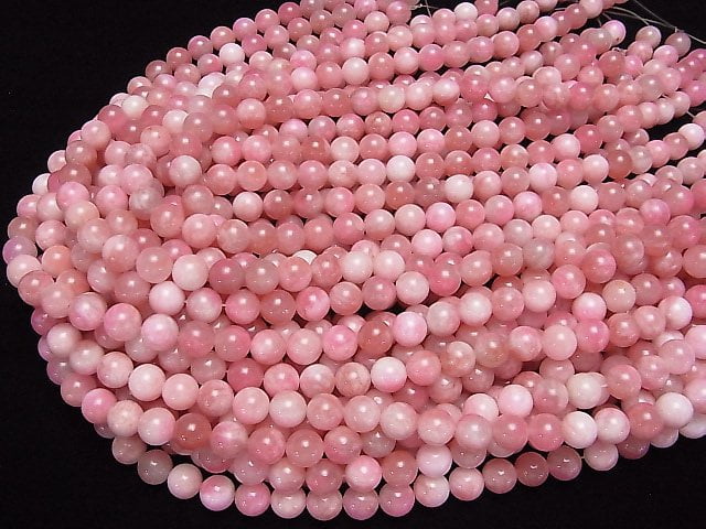 1strand $4.79! Pink & White Jade Round 8mm 1strand beads (aprx.15inch / 38cm)