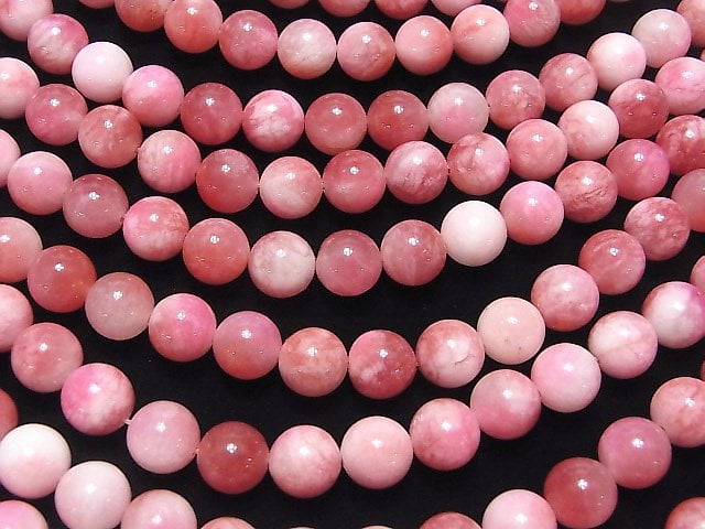 1strand $5.79! Pink & White Jade Round 10mm 1strand beads (aprx.15inch / 38cm)
