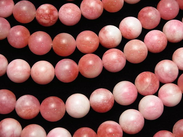 1strand $6.79! Pink & White Jade Round 12mm 1strand beads (aprx.15inch / 38cm)