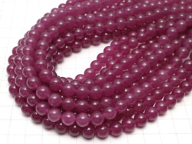 Red Purple Color Jade Round 8mm 1strand beads (aprx.15inch / 37cm)