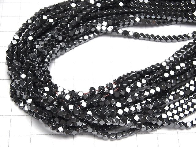 [Video] Hematite  Small Size Cube Shape 3x3mm x3mm  1strand beads (aprx.15inch/38cm)