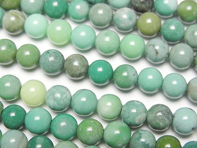 [Video] Natural color green Chalcedony Round 6mm half or 1strand beads (aprx.15inch/38cm)