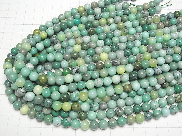 [Video] Natural color green Chalcedony Round 8mm half or 1strand beads (aprx.15inch/38cm)