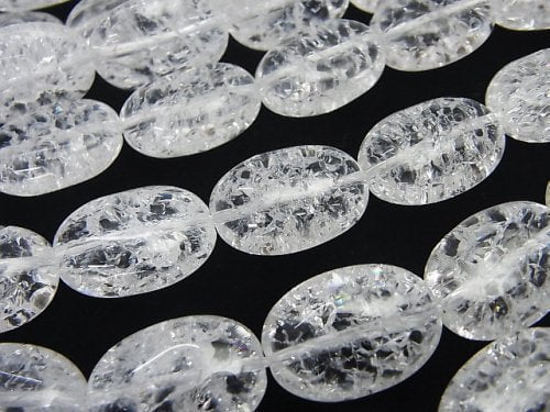 Cracked Crystal, Oval Gemstone Beads