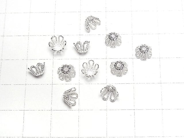 Metal Parts Bead cap 7 x 7 x 3.5 mm silver color 10 pcs $1.79!