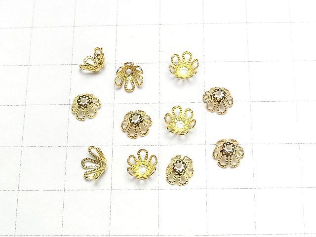 Metal Parts Bead cap 7 x 7 x 3.5 mm gold color 10 pcs $1.79!