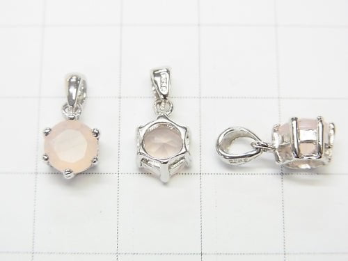 High Quality Pink color Chalcedony AAA Brilliant Cut Pendant 8 x 7 x 5 mm Silver 925
