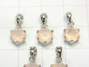 High Quality Pink color Chalcedony AAA Brilliant Cut Pendant 8 x 7 x 5 mm Silver 925