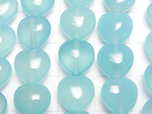 Sea Blue Chalcedony AAA Heart 10 x 10 x 6 mm 1/4 or 1strand beads (aprx.15 inch / 38 cm)