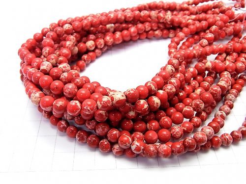 1strand $7.79! Red color Kaolinite Round 6mm 1strand beads (aprx.15inch / 37cm)