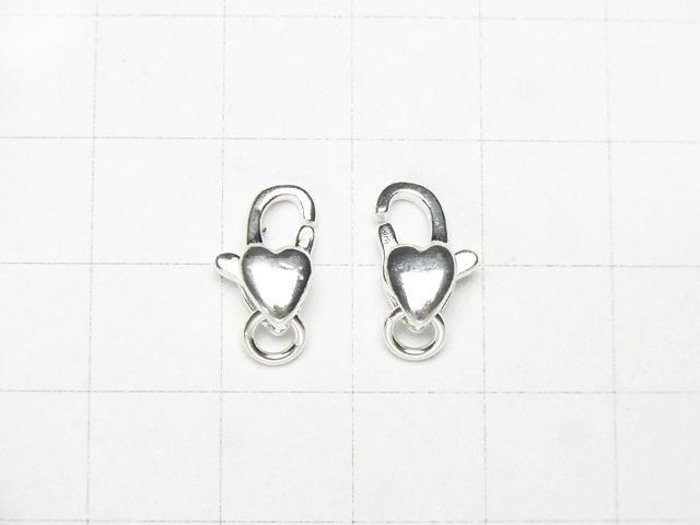 Pince de homard ovale en argent 925 (avec anneau de jonction) 12x7x4mm Cœur 1pc