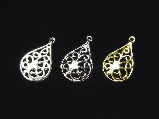 Silver 925 Teardrop Charm 13x8mm [Pure Silver Finish][Rhodium Plated][18KGP] 2pcs