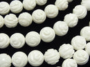White Shell Round Rose Cut 12 mm half or 1 strand beads (aprx.15 inch / 36 cm)