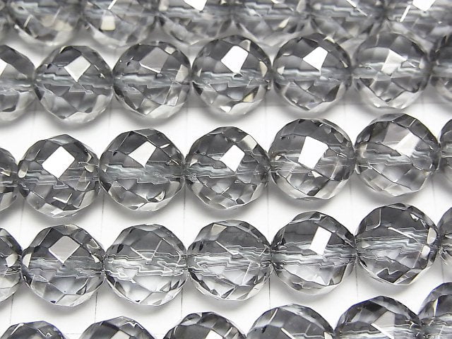 Silver Flash Crystal Twist 72Faceted Round 10mm 1/4 or 1strand beads (aprx.15inch/37cm)