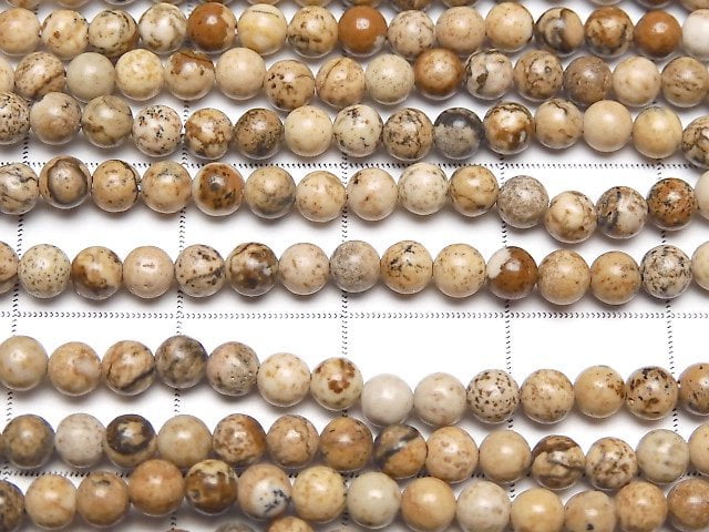 [Video] Picture Jasper Round 3mm 1strand beads (aprx.15inch / 38cm)