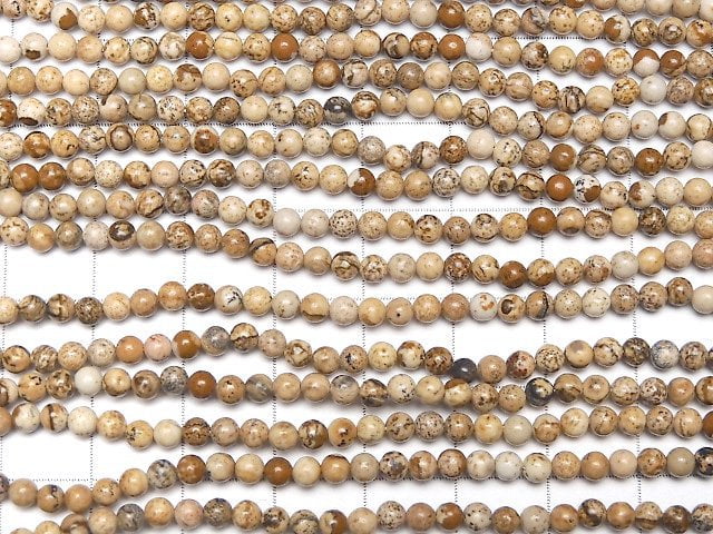 [Video] Picture Jasper Round 3mm 1strand beads (aprx.15inch / 38cm)