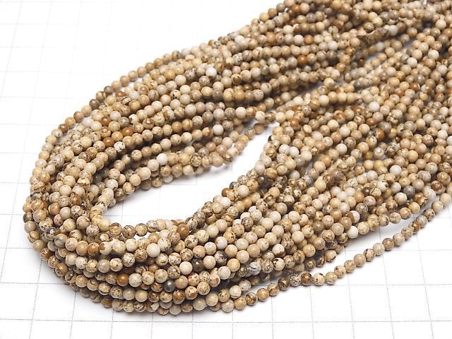 [Video] Picture Jasper Round 3mm 1strand beads (aprx.15inch / 38cm)