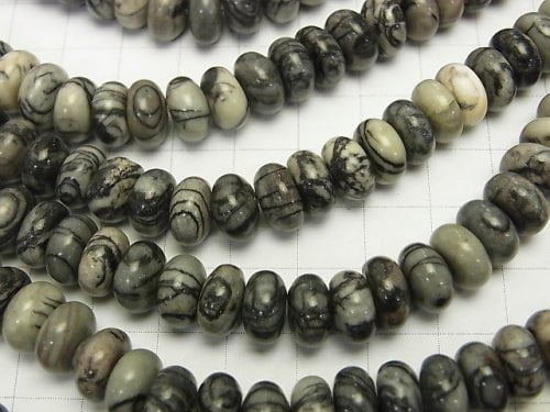 1strand $6.79! Zebra Jasper Roundel 10x10x5mm 1strand beads (aprx.15inch / 38cm)