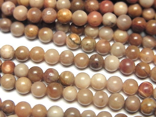 Petrified Wood  Round 4mm 1strand beads (aprx.15inch/36cm)