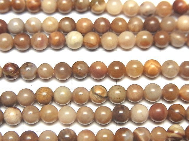 Petrified Wood  Round 4mm 1strand beads (aprx.15inch/36cm)