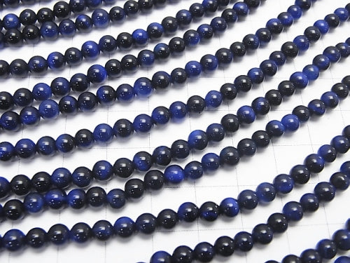 1strand $8.79! Blue Color Tiger's Eye AAA Round 4mm 1strand beads (aprx.15inch / 38cm)
