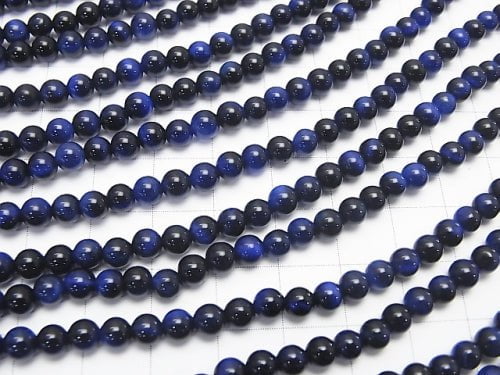 Blue color Tiger's Eye AAA Round 4mm 1strand beads (aprx.15inch/38cm)