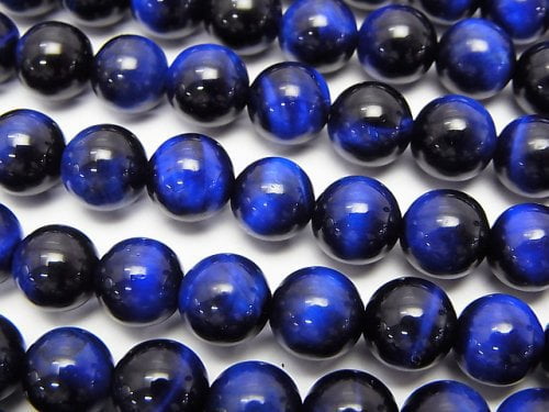 Blue color Tiger's Eye AAA Round 8mm half or 1strand beads (aprx.15inch/38cm)