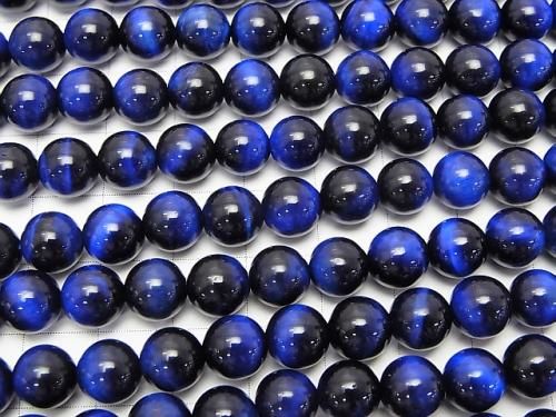[Video] Blue color Tiger's Eye AAA Round 8mm half or 1strand beads (aprx.15inch/36cm)
