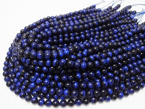 Blue color Tiger's Eye AAA Round 8mm half or 1strand beads (aprx.15inch/38cm)