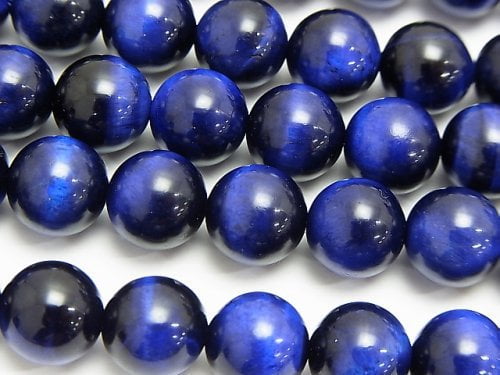 Blue color Tiger's Eye AAA Round 10mm half or 1strand beads (aprx.14inch/34cm)